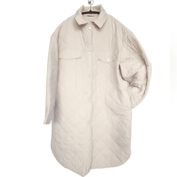 Massimo Dutti Jackets & Blazers - Massimo Dutti Off-White Quilted Puffer Coat Large